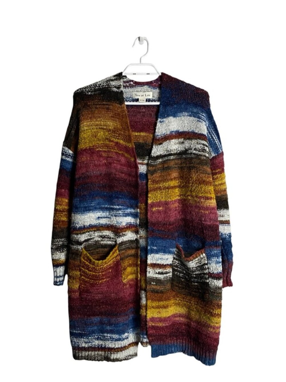 Tree of Life Women's Multicolor Striped Soft Knit Open Front Sweater Cardigan